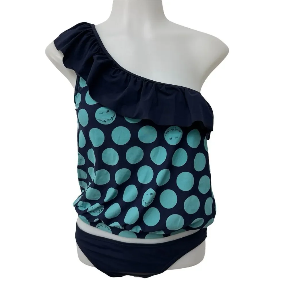 Marc Jacobs Two Piece Swimsuit One Shoulder Ruffle Top Size P Bottoms Size S